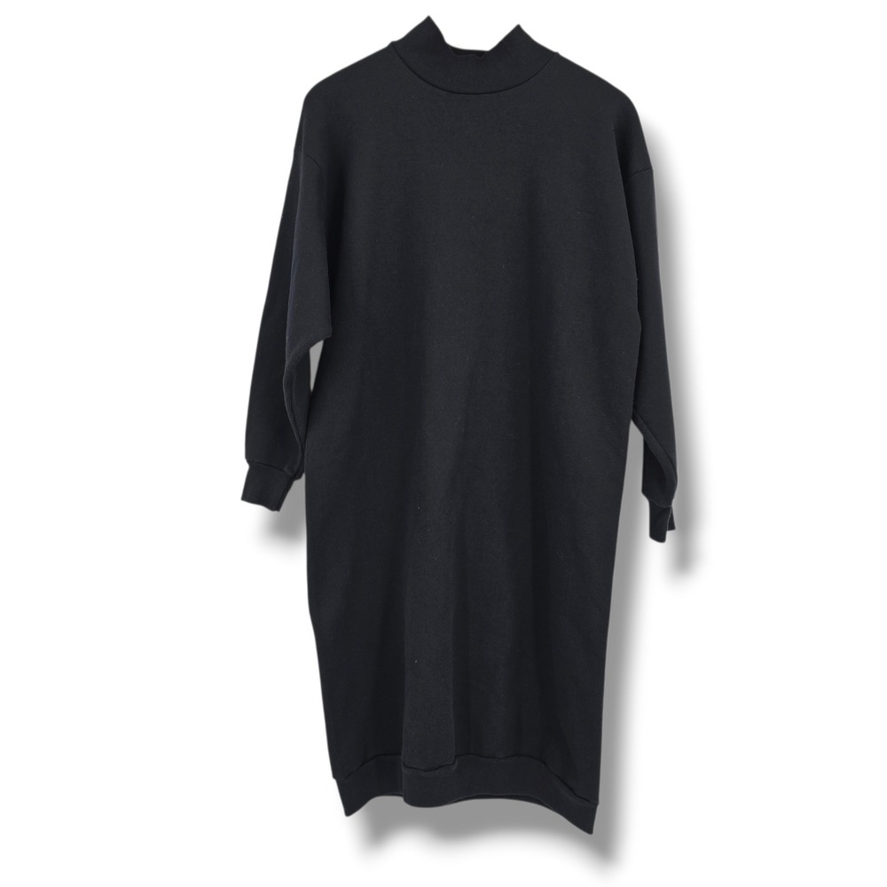Sunbelt Sportswear Womens Black Mock Neck Sweatshirt Dress One Size OS‎ Fleece